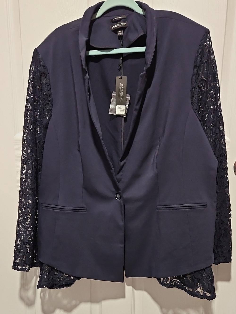 Lane Bryant Navy Blazer with Lace Sleeves